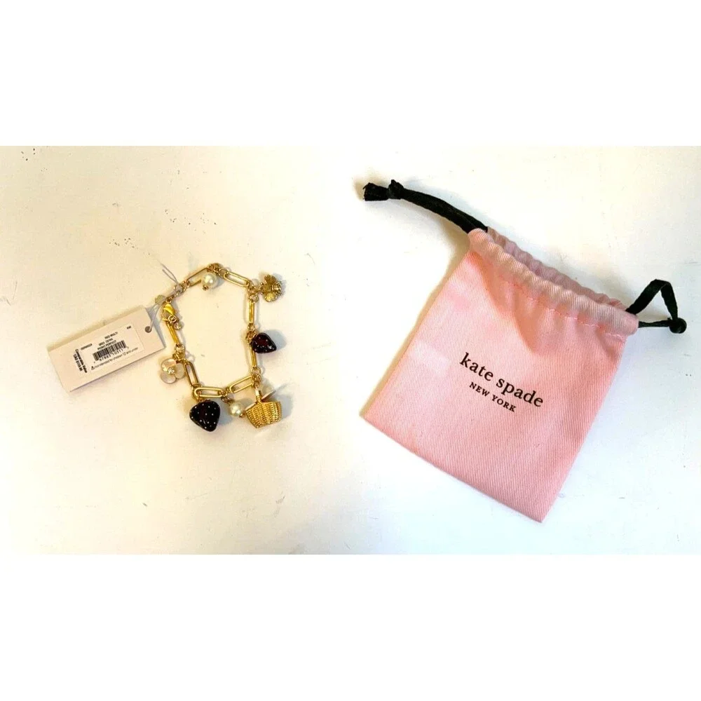 KATE SPADE PRECIOUS SUMMER Bracelet Picnic Strawberries HoneyBees Flowers Pearls - Picture 14 of 14